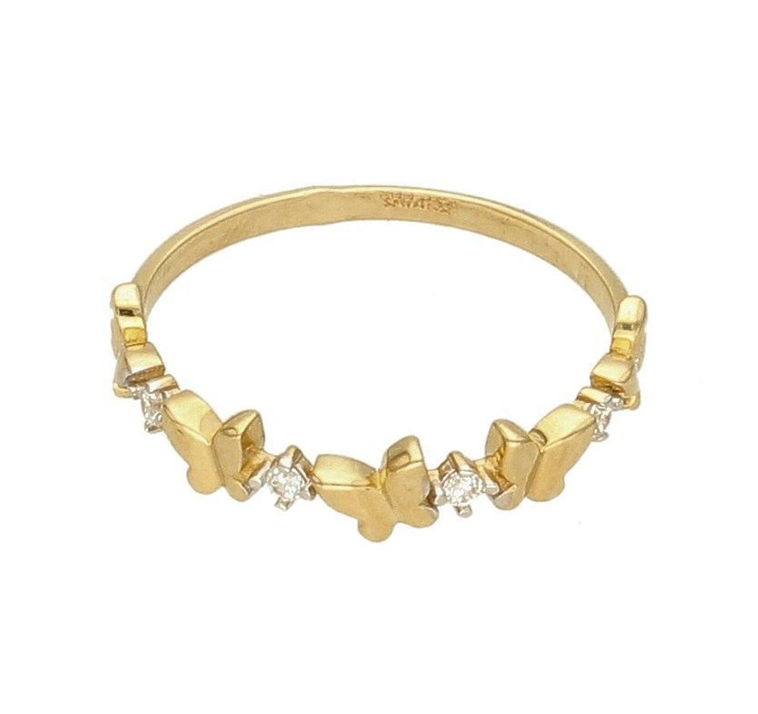 Złoty pierścionek 585 'Motylki z cyrkoniami' PI 5946. Złoty pierścionek motylki. Złoty pierścionek dla.jpg